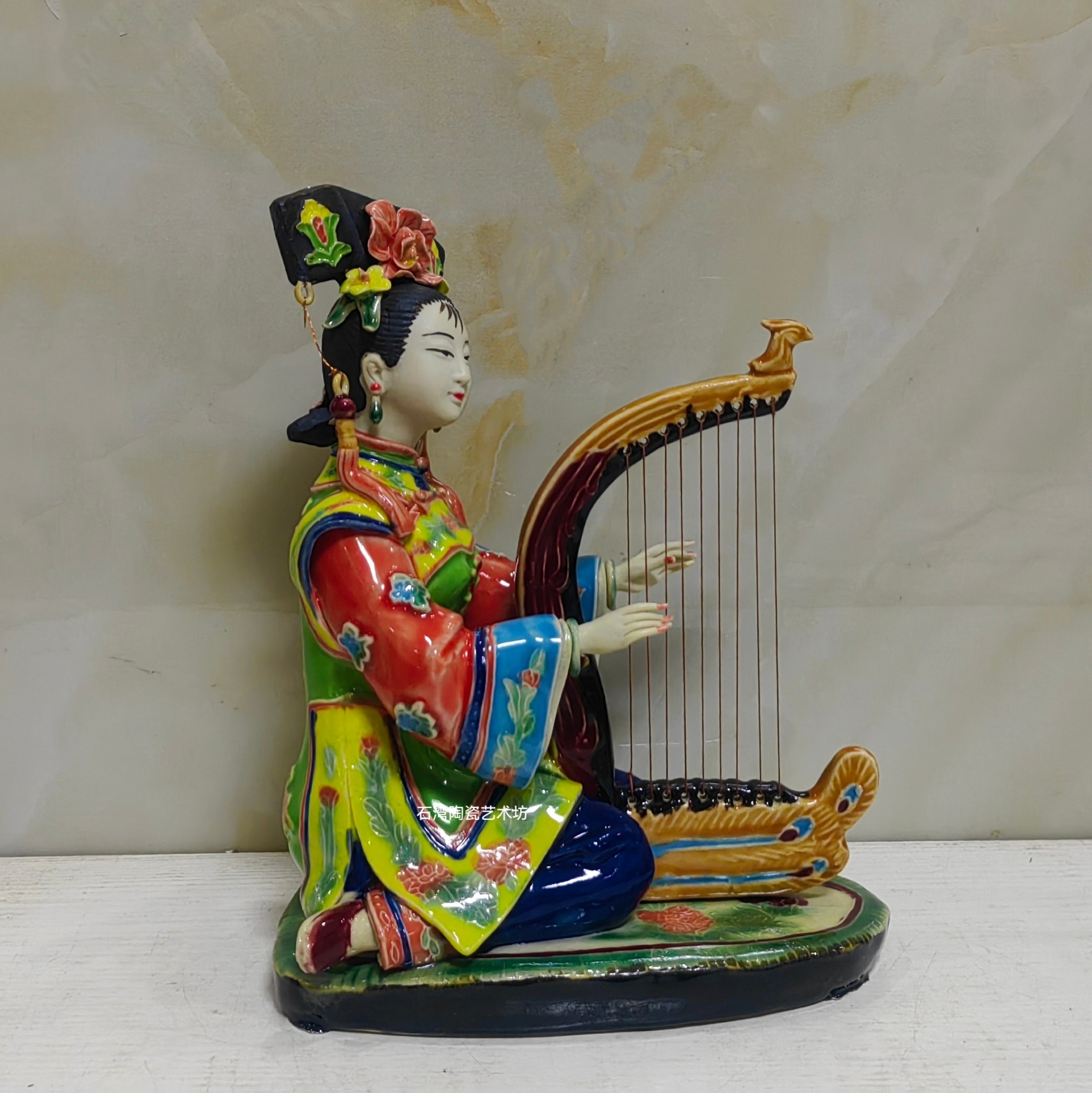 Musical Instrument Craft - Shiwan doll ceramic playing piano lady
