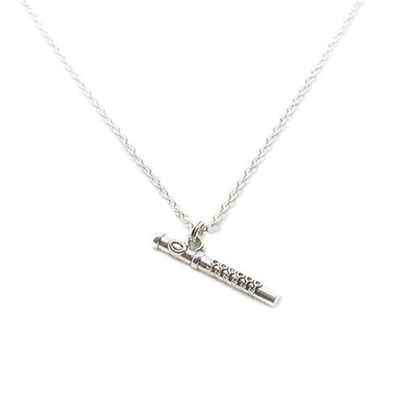 Musical Instrument Lute - Flute Necklace, Flute Charm Necklace, Music